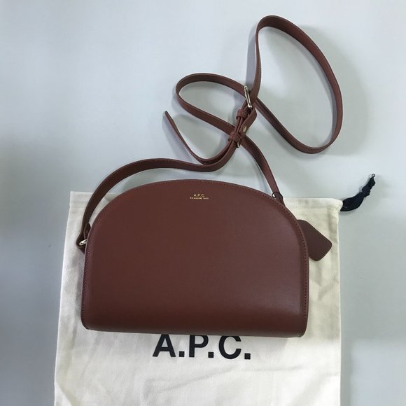 A.P.C. Red Brown Half Moon Shoulder Bag New - Picture 1 of 7